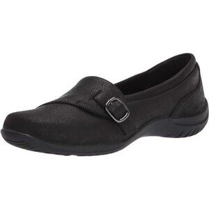 Easy Street 6.5 XX (Extra Wide) Cinnamon Buckle Slip On Flats Closed Black NEW
